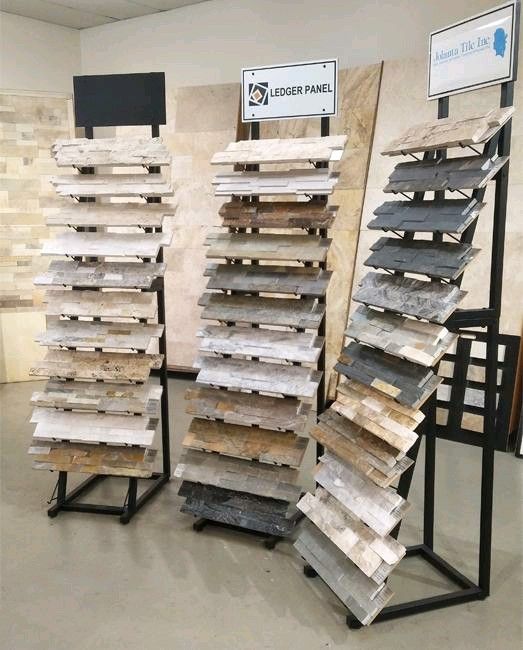 stacked stone display stand 