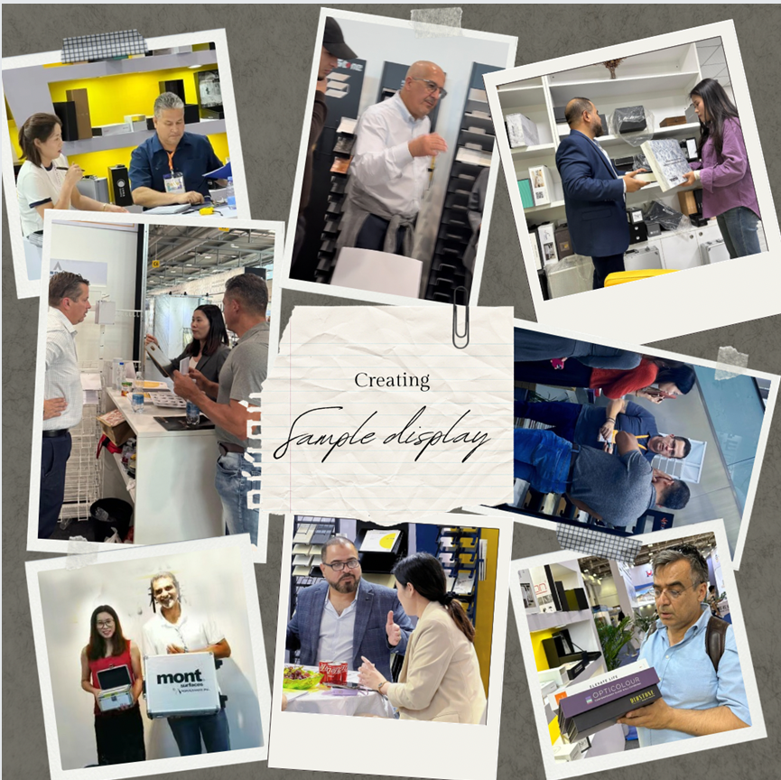 we help stone brand company with their sample display and sample book , sample boxes